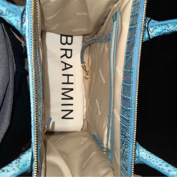 Brahmin Caroline Arctic Blue Melbourne Genuine Leather Large Satchel Purse New - Picture 13 of 16